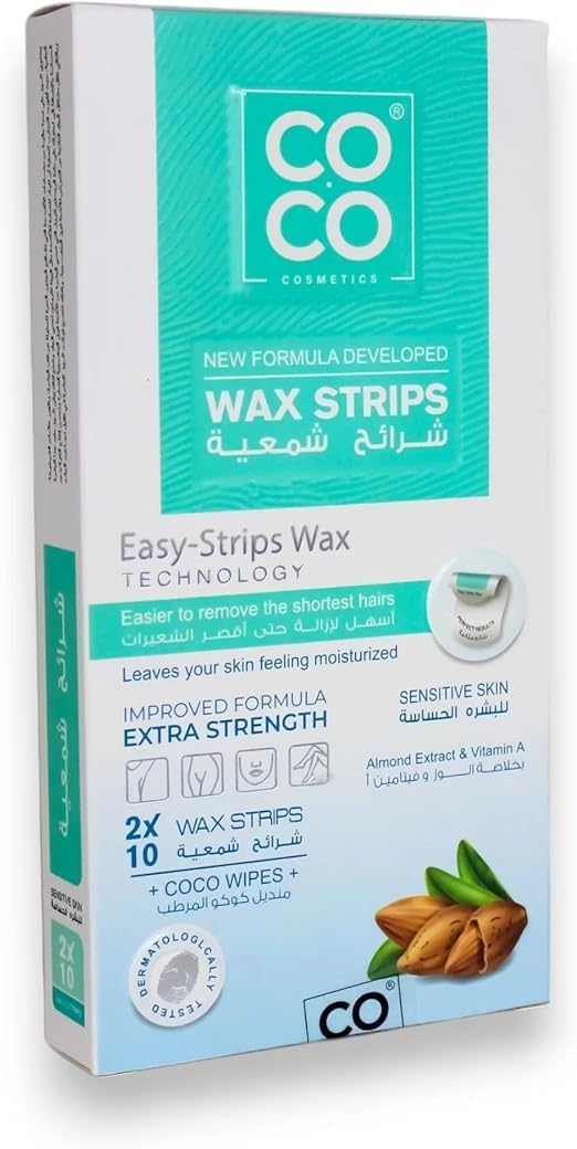 10 PCS Wax Strips for Hair Removal: Facial Hair Removal for Women - Waxing Kit for Women,Waxing Strips & 1 Oil Wipe Vitamin A for Sensitive Skin
