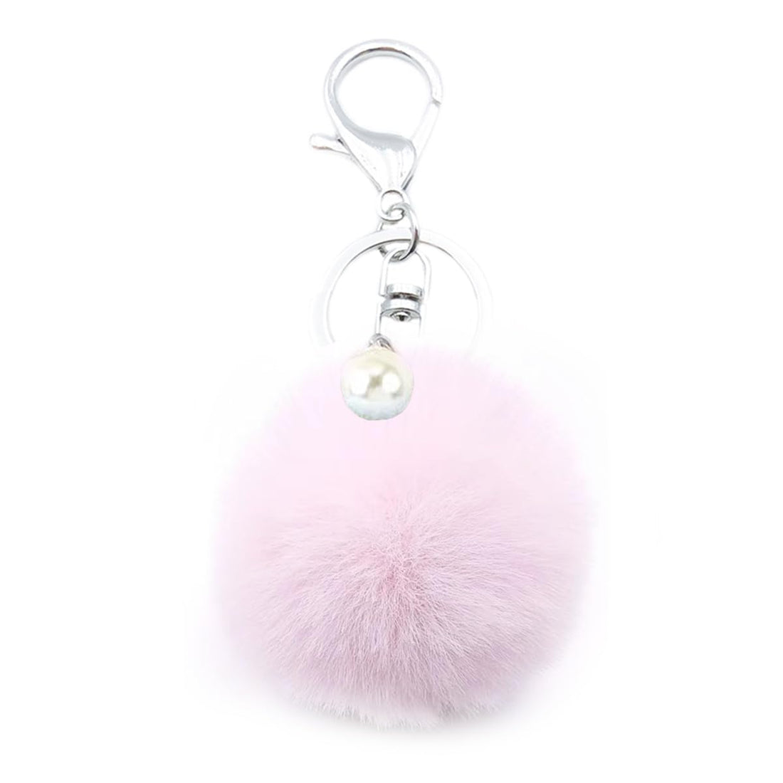 jtkdxqs Soft Pom Pom Keychain Artificial Rabbit Fur Plush Key Ring with pearl fur ball for Women Girls