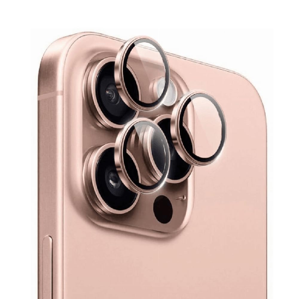 WiWU LG-004 PVD Metal Camera Lens Protector – Lens Guard for iPhone 16 Pro & iPhone 16 Pro Max, Rose Gold |18-Month Warranty