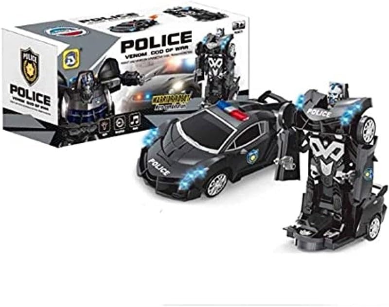 In 1 Venom God Of War Transformer Robot Car Police - Black