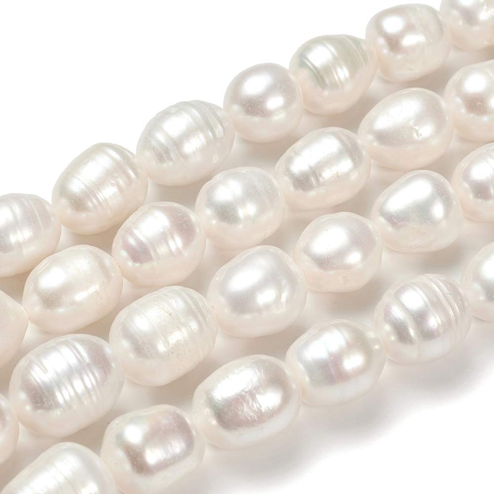 Fashewelry Natural Cultured Freshwater Pearls 2 Strands Irregular Loose Beads (11-13mm) for Jewelry Making (Approx.30-31pcs/Strand, White)