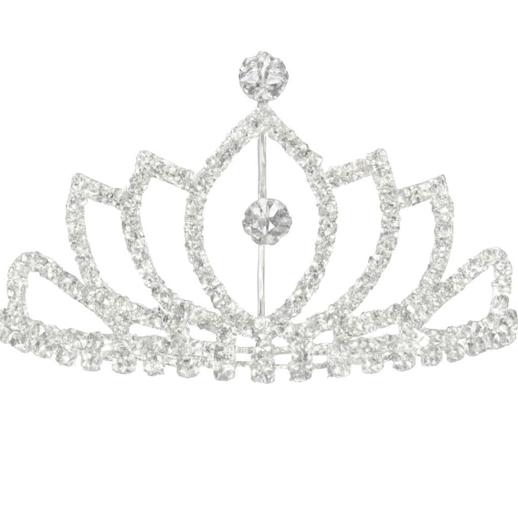Silver Tiara Crown with Sparkling Lobes - Royal Heart Design - Wedding Party Accessory for Girls
