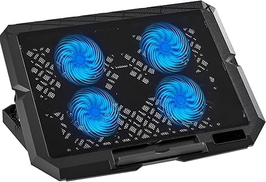 Laptop Cooling Pad - C4000, 4 Quiet Fans, LED Light, Black, 10-17 Inches, Air Cooling