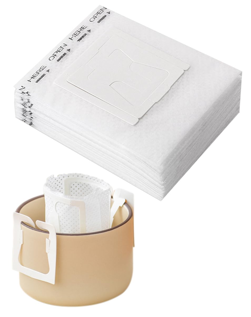 50Pcs Portable Coffee Filter Paper Bag Hanging Ear Drip Coffee Bag, Disposable Coffee Filters, Single Serve Disposable Drip Coffee Filter Bag Perfect for Travel, Camping, Home, Office