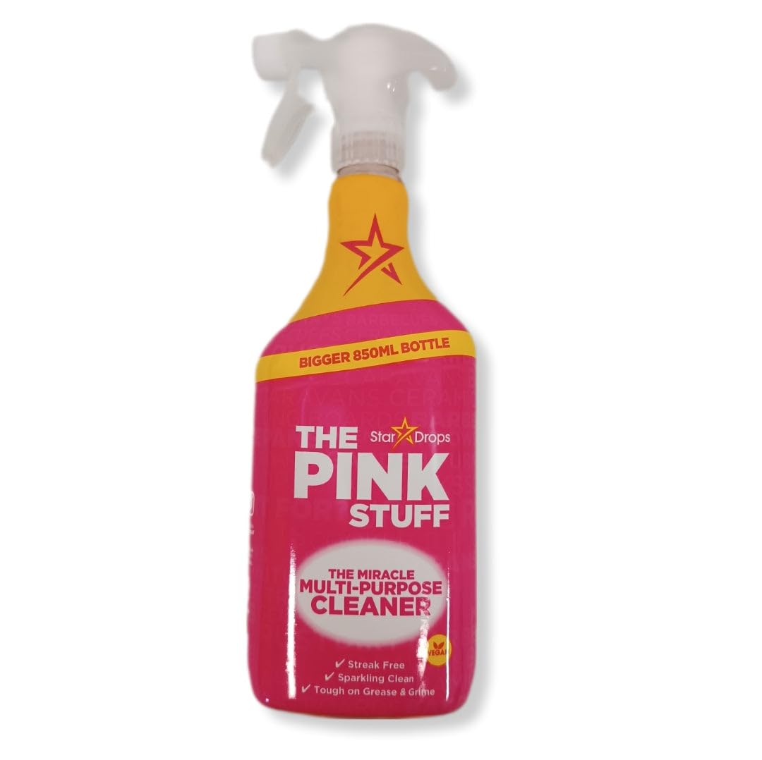 The Pink Stuff Multipurpose Cleaner Spray, 100% Vegan, Streak free Sparkling Clean, Work tough on Grease & Grimes, 850ML