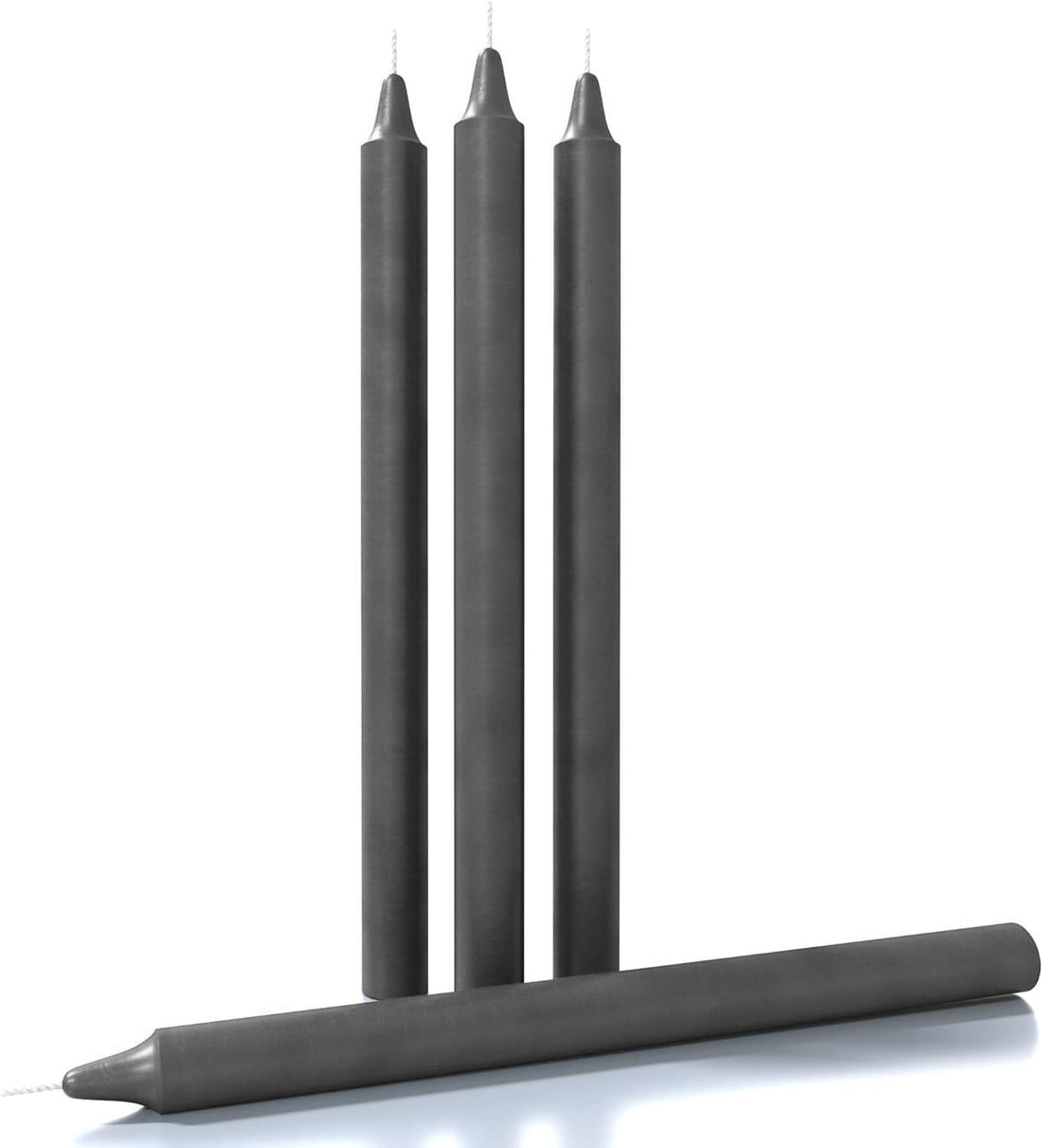 4 Taper Candles – 8-Hour Burn Time Each – 26 cm Tall – Smokeless – Fits All Candle Holders – Clean, Even Burning – Perfect for Weddings, Dinner Parties| Total Weight: 310gm (4, Grey)