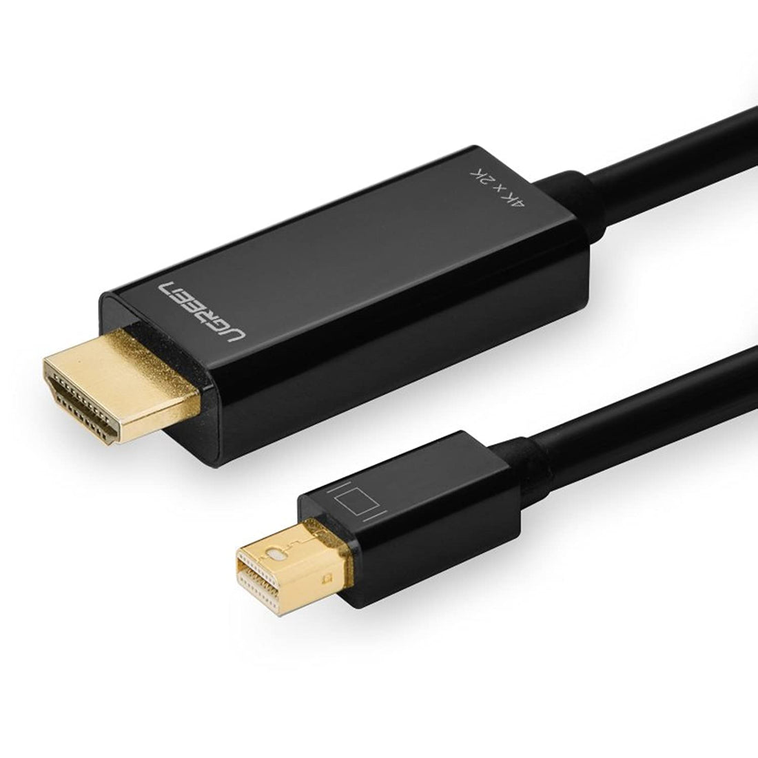 UGREEN Mini DP Male to HDMI Cable 4K, Aluminum Braided Uni-Directional Display Port to HDMI Converter Compatible with Monitor/Projector, 1.5m - (Black)
