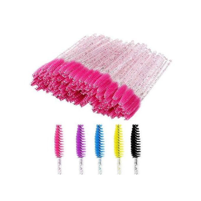 50pcs Disposable Mascara Brushes, Disposable Mascara Brush for Eyelash Extension, Mini Cylinds Brush, Mascara Applicator for Makeup (Crystal MULTICOLOR)