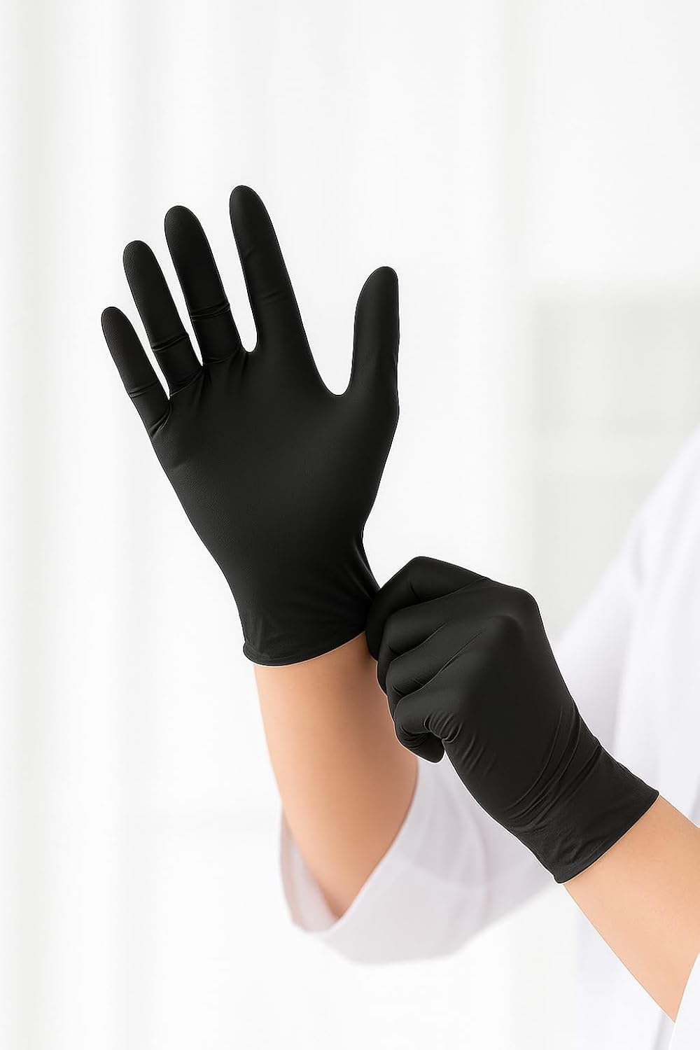 Black Disposable Gloves, Latex Free, Powder Free, Pack of 10, Strong and Puncture Resistant, Medical Use, Food Handling, Tattoo and Barber Gloves