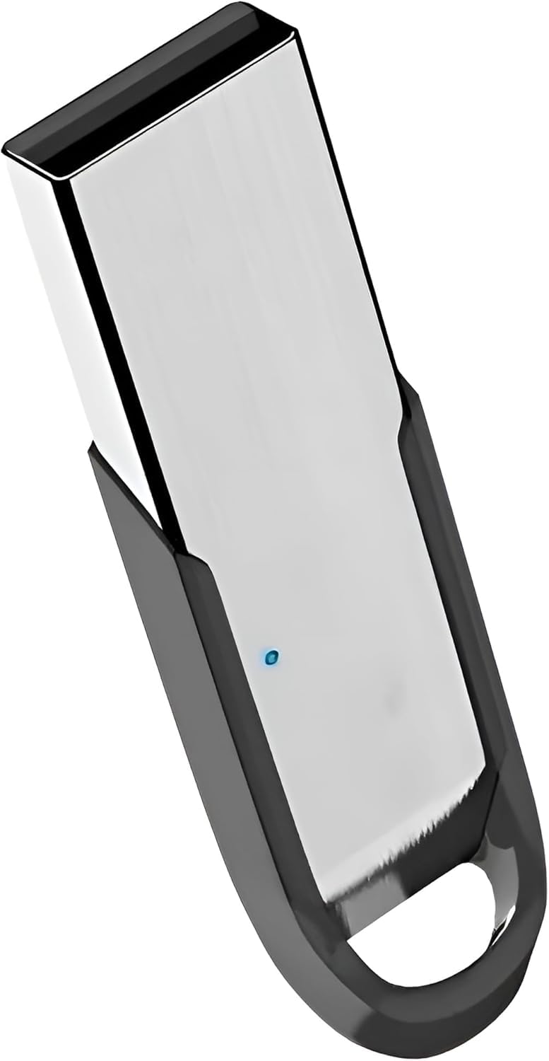 Metal USB Flash Drive, Silver and Black, Stylish Design with Hanging Ring, Blue Light Indicator