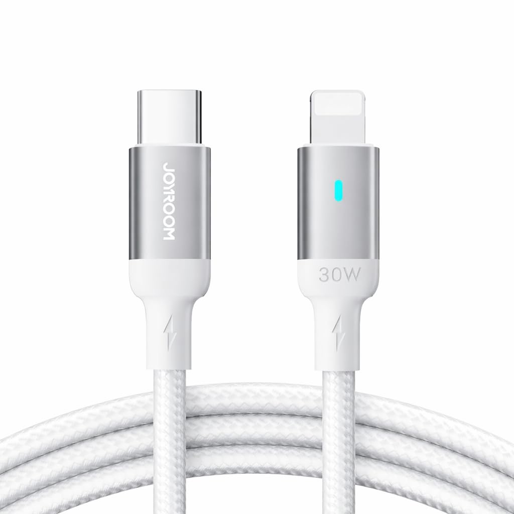 Joyroom S-A10 USB-C to Lightning Cable, 30W Fast Charging & Data Transfer Cable for iPhone & iPad, 1.2 Meter Durable Charger Cable, White