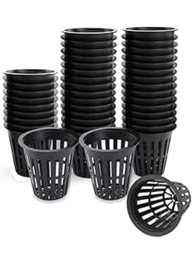 MERIDIAN HYDROPONICS Hydroponic Grow Net Cup, Reusable Grow Net Cups for Garden, Plastic Garden Mesh Planting Cups, Baskets, Heavy Duty Pond Plants (100, Black)