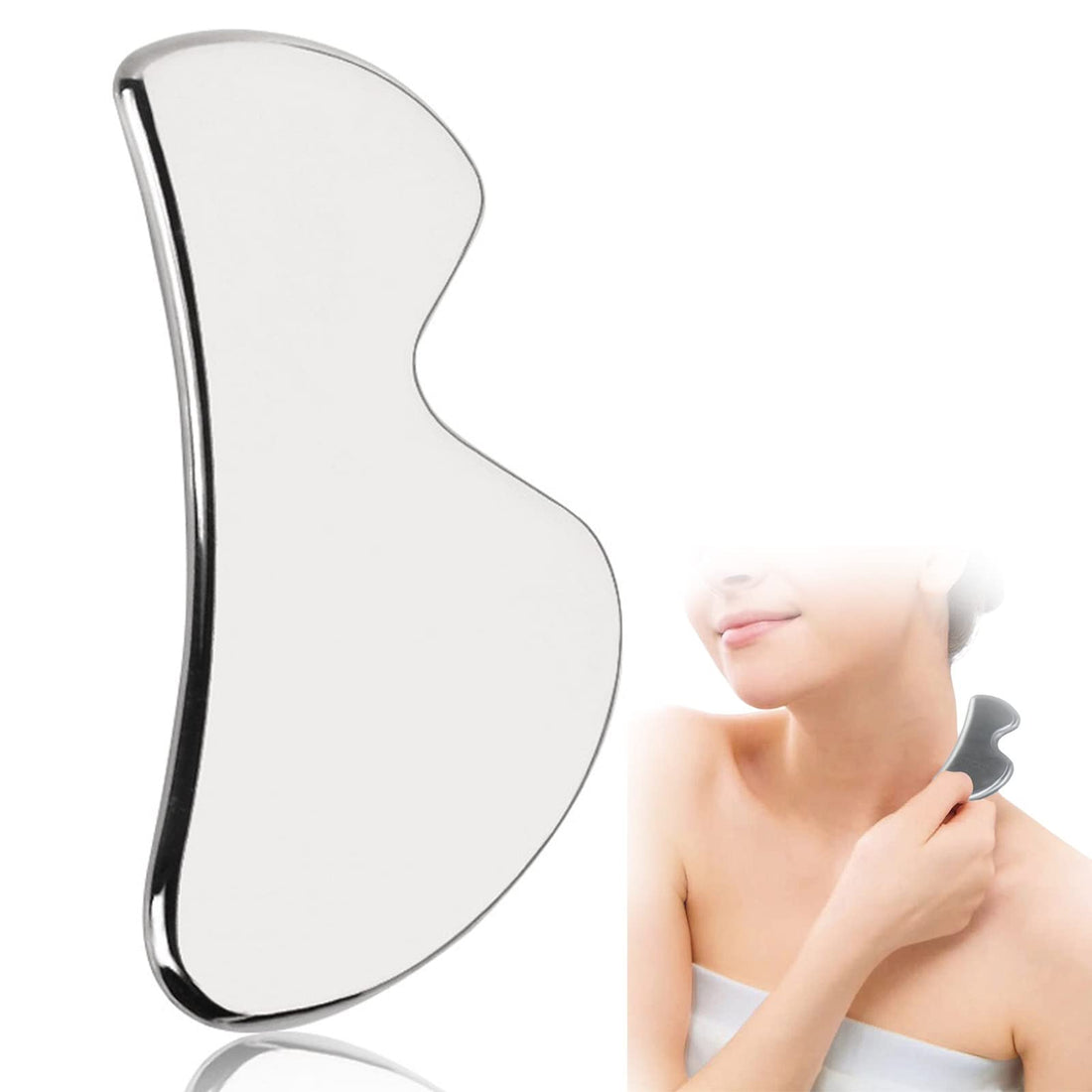 X spring Stainless Steel Gua Sha Facial Tool, Face Massage Tools, Massage Scraper for Facial Skin Care, Muscle Scraper Gua Sha Scraping Tool, Physical Therapy for Body Face Neck and Eye