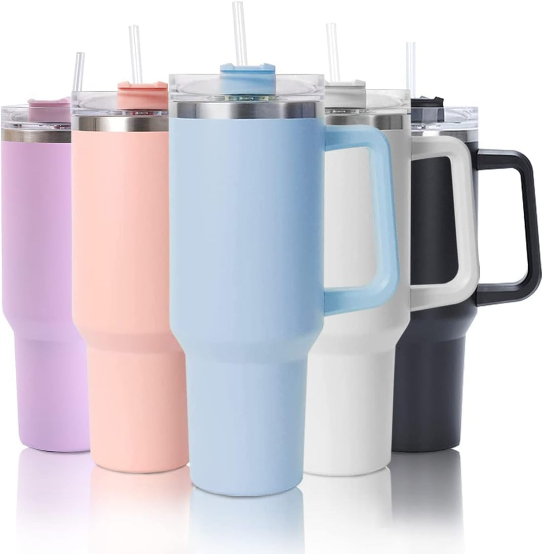OVA 40oz Stainless Steel Insulated Tumbler with Handle and Straw – Large Capacity Travel Cup for Hot & Cold Beverages (1200ml), Black.
