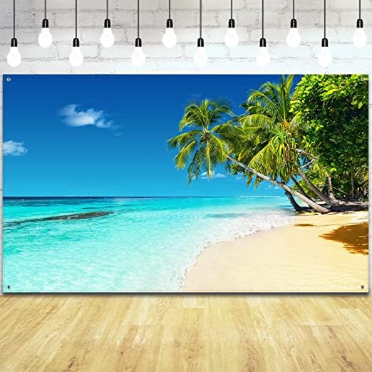 Beach Palm Poster Beach Landscape Poster Large Monument Decoration 110cm by 180cm Strong Banner Material Metal Grommets UP TO DATE