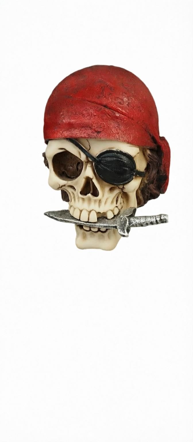 Pirate Skull - Resin Steampunk Police Themed Figurine Set Decorative Sculpture for Home Office Desk Shelf Display Gothic Horror Art Collection Novelty Gift for Fans (model 2)