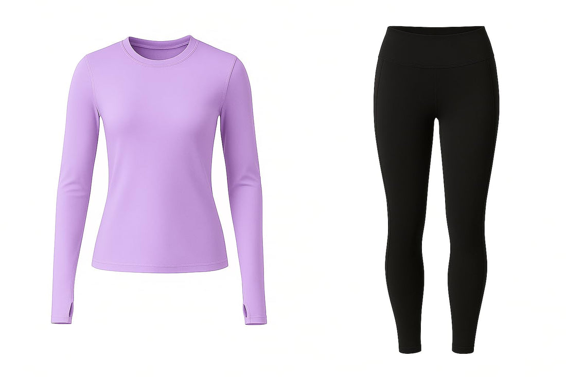 Women's Workout Outfits 2 Pieces Yoga Suits Long Sleeve Crop Top Sport Leggings Active Gym Set