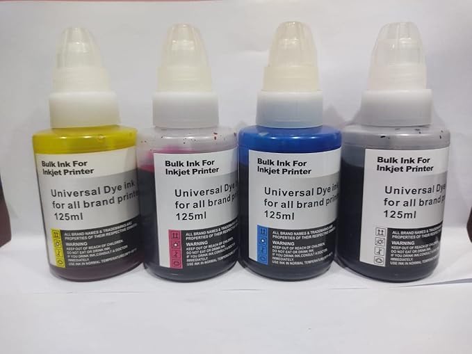 Universal 4 Color Ink Refill - 125ml , Compatible with Epson, Brother, HP, Canon Printers