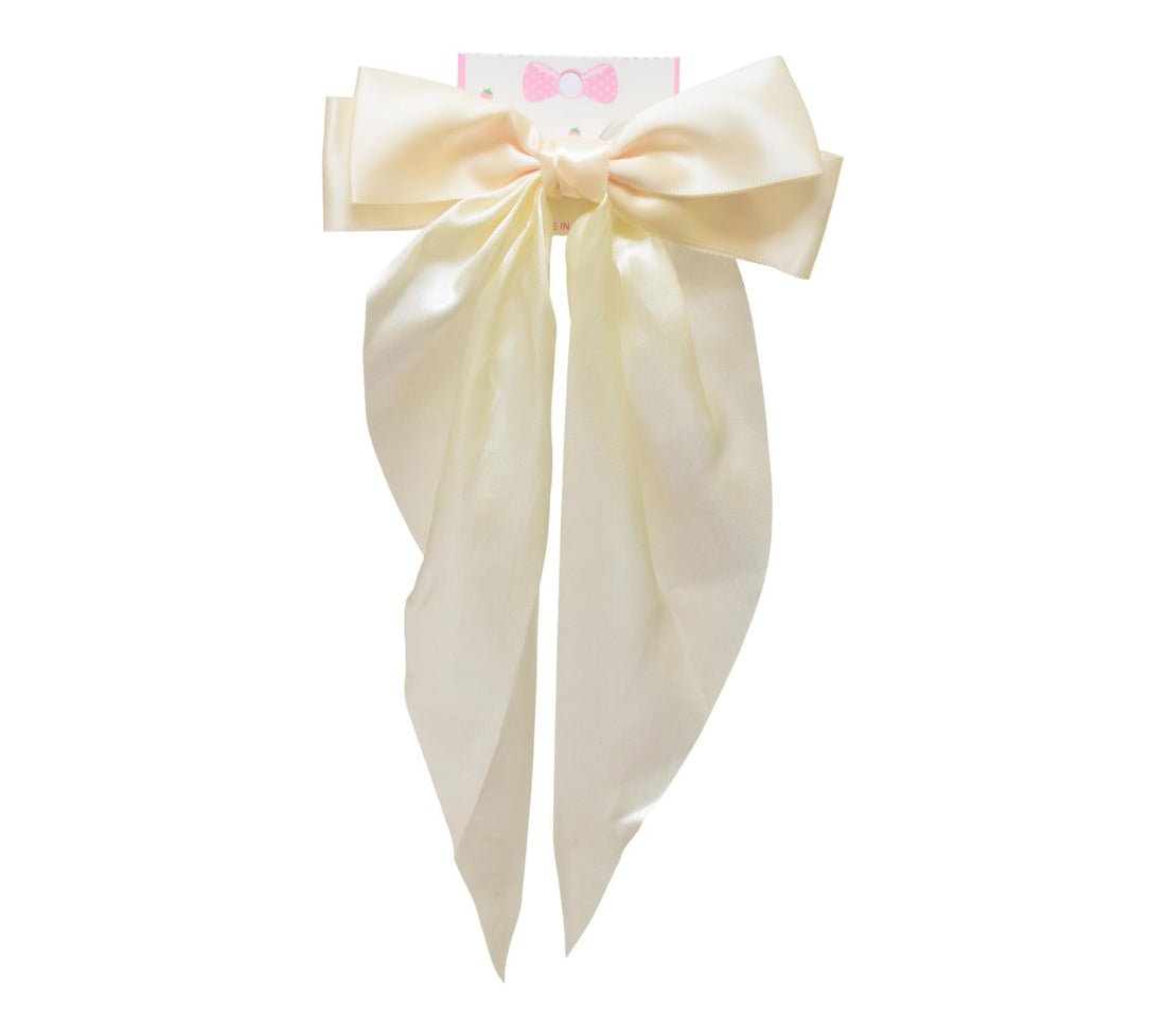 Daphne Girls' Satin Bow Hair Clip - Off White