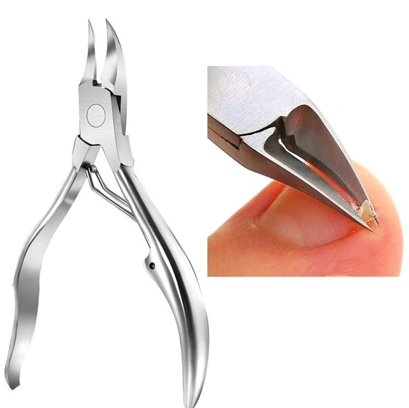 Stainless Steel Toenail Nippers for Thick Nails, Professional Nail Clippers, Manicure Tools for Ingrown Nails-silver