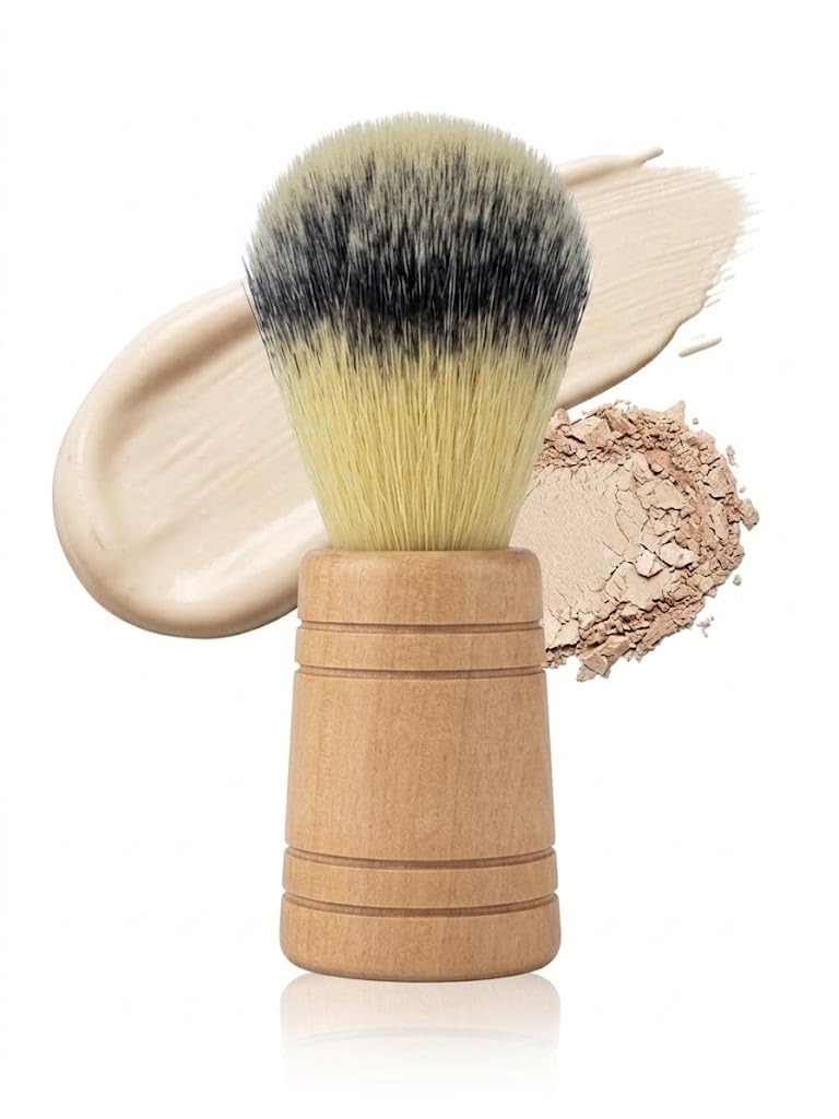 Blush Bronzer AND POWDER Face Makeup Brush, Perfect For Cheek Nose Blending Contouring Polishing, Suitable For Powder Liquid Cream-WOOD HAND -1PC
