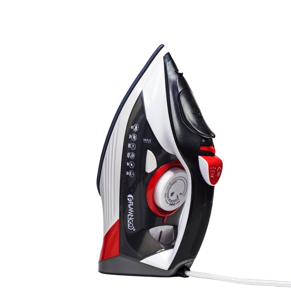 Flamingo Steam Iron, 2600 Watt, Ceramic Soleplate, Black