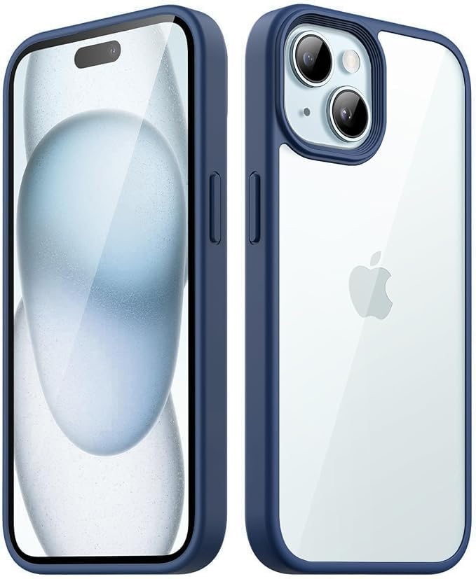 Next Store Compatible with iPhone 15 Plus Case, Clear Case with Hard Back and Flexible Shockproof Frame, Slim Cover with Raised Camera Lens Protection