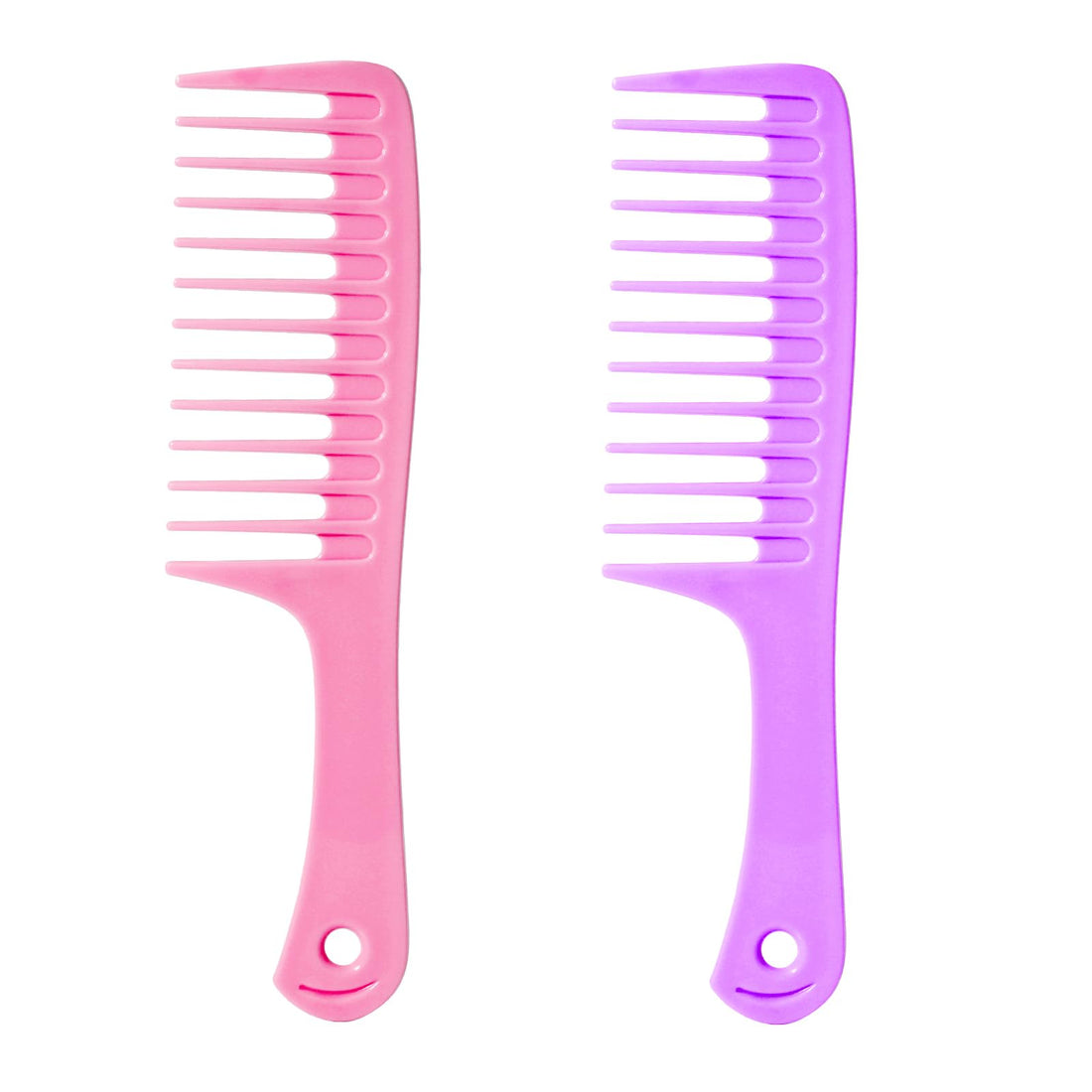 Fgail 2PCS Wide Tooth Comb for Curls, Large Tooth Detangling Comb for Women & Men Wet & Dry Curly Hair(Purple-Pink)