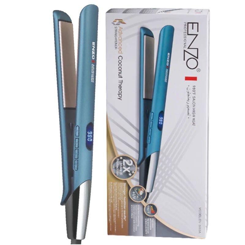 Hair Straightener Ceramic Hair Straightener Treatment with Walnut,Professional Hair,Salon Temperature Up to 980 Degrees Fahrenheit,EN-3863