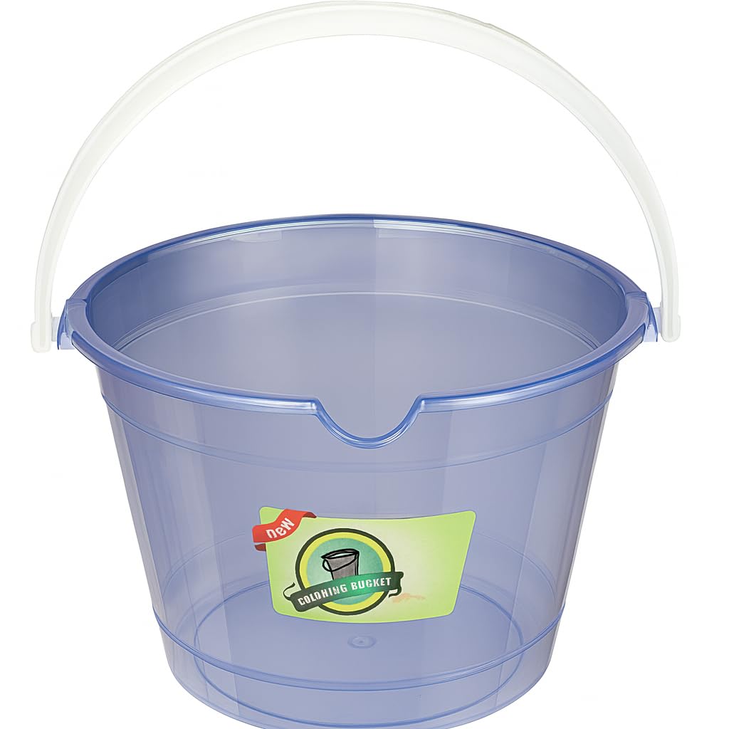 Plastic Round Cleaning Bucket With Handle 15 Liter - Multi Color