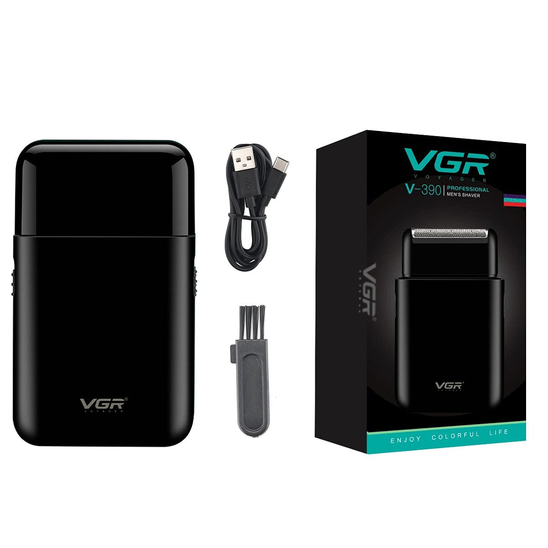 VGR V-390 Professional Electric Razor - Ultra Thin Rechargeable USB Travel Shaver for Face Care and Beard Trimming - Reciprocating Blade - Men's Electric Shaver - Black