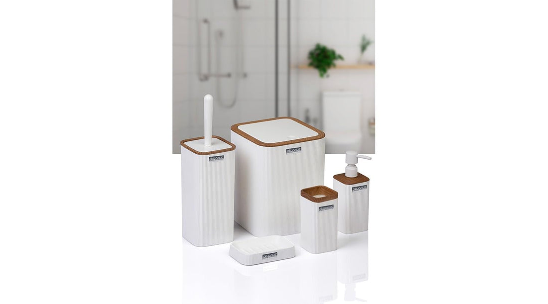 Okyanus 5-Piece Bathroom Set Mina Square (Wood) White, 36GCL-OKY-420-3-B
