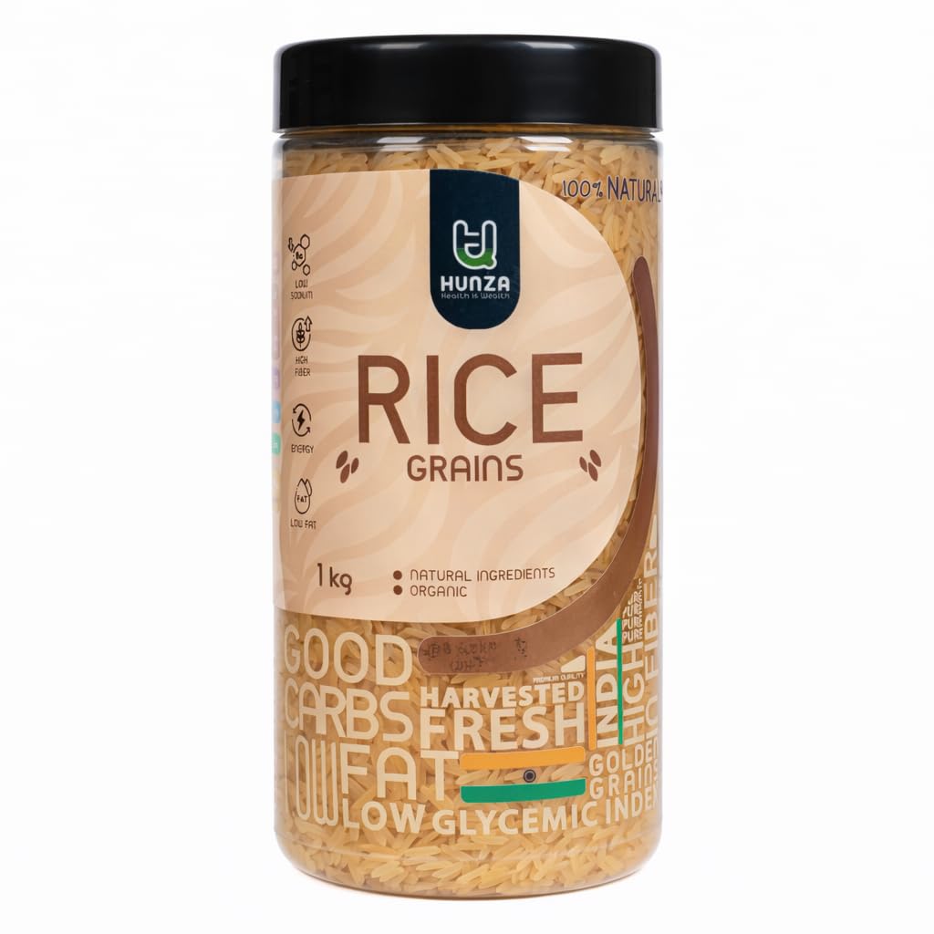 Honza Indian Long Grain Brown Basmati Rice 1kg | Rich Source of Complex Carbohydrates | Diet & Keto Friendly | 100% Natural & Additive Free