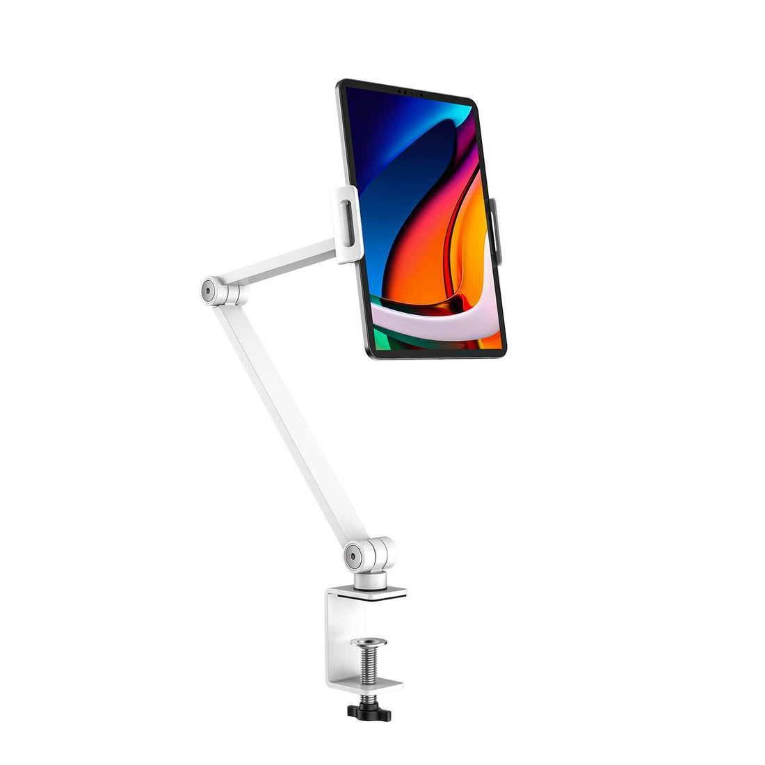 BEWISER Tablet Stand Holder for iPad,Portable Monitor Desk Mount, Aluminium Alloy Arm Clamp Mount Compatible with 4.7-15.6" Screen Phone,Kindle,Fire HD,Switch (White)