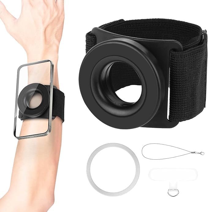 Generic 360° Rotatable Sports Phone Holder for Wrist & Forearm - Universal Running Armband for 4-7" Smartphones - Adjustable Silicone Strap for Jogging, Gym, Cycling, & Hiking - S210