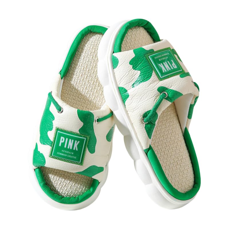 Checkered Linen Slippers for Men and Women | Anti-Slip Silent House Slippers | Breathable Indoor/Outdoor Slides for All Seasons | Hot Sale in Egypt