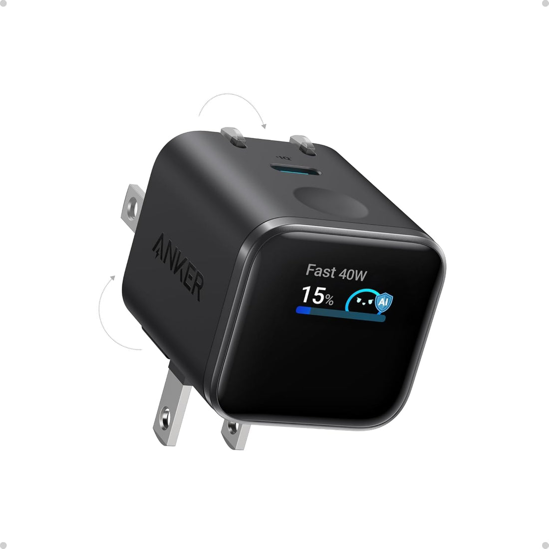 Anker Nano 45W Gallium Nitride Charger with Display Type C charger Fast Charging, Intelligent Temperature Control System,Foldable Plug for Galaxy S26, iPhone 17/16 Series, MacBook Chinese Version