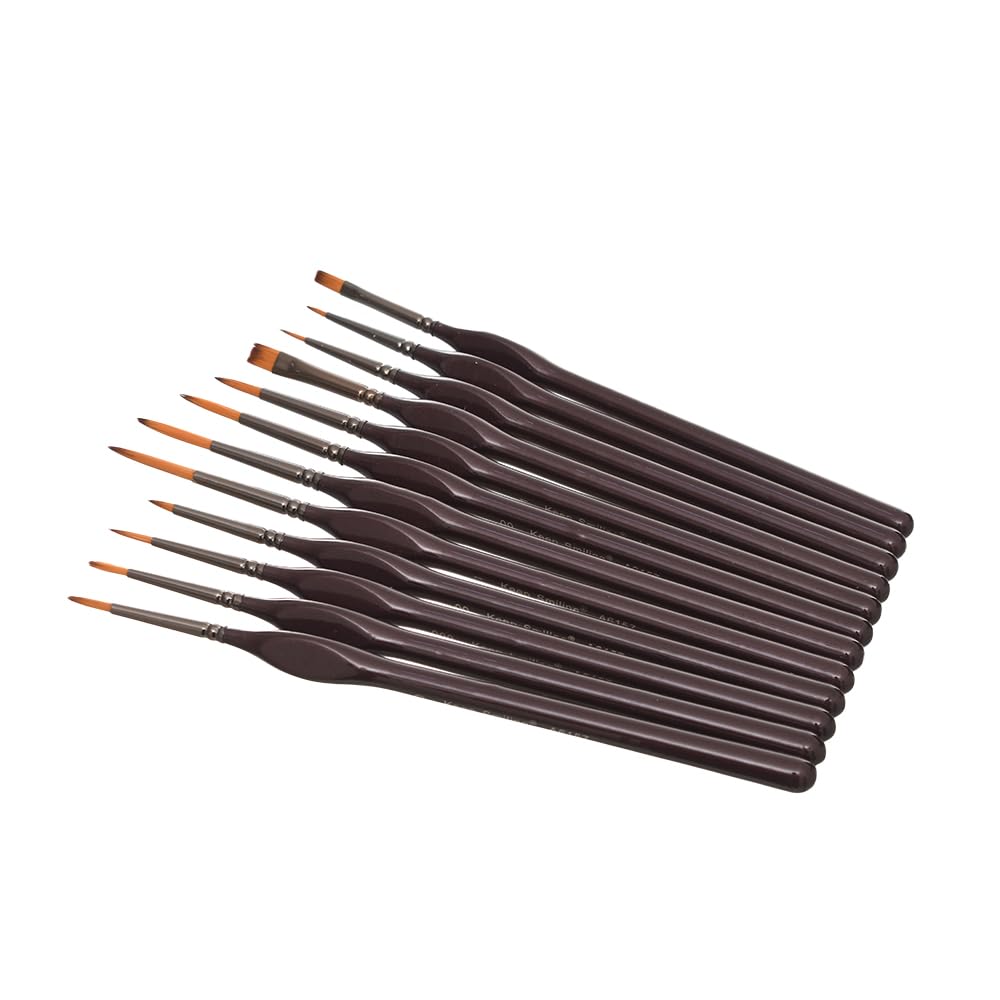 Keep Smiling A6157 Mini Detail Linner Brush For Watercolors, Oil & Acrylics Painting Set Of 12 Pcs. - Multi Color