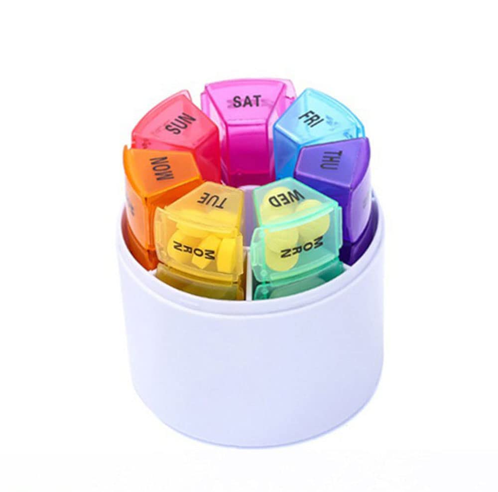 Pill Organizer Weekly,Portable Travel Pill Box 7 Days with 7 Separate Pill Case 4 Times a Day (AM,PM,Night,Bedtime),Large Rainbow Waterproof Pill Container for Medication,Vitamin,Fish Oil,Supplements