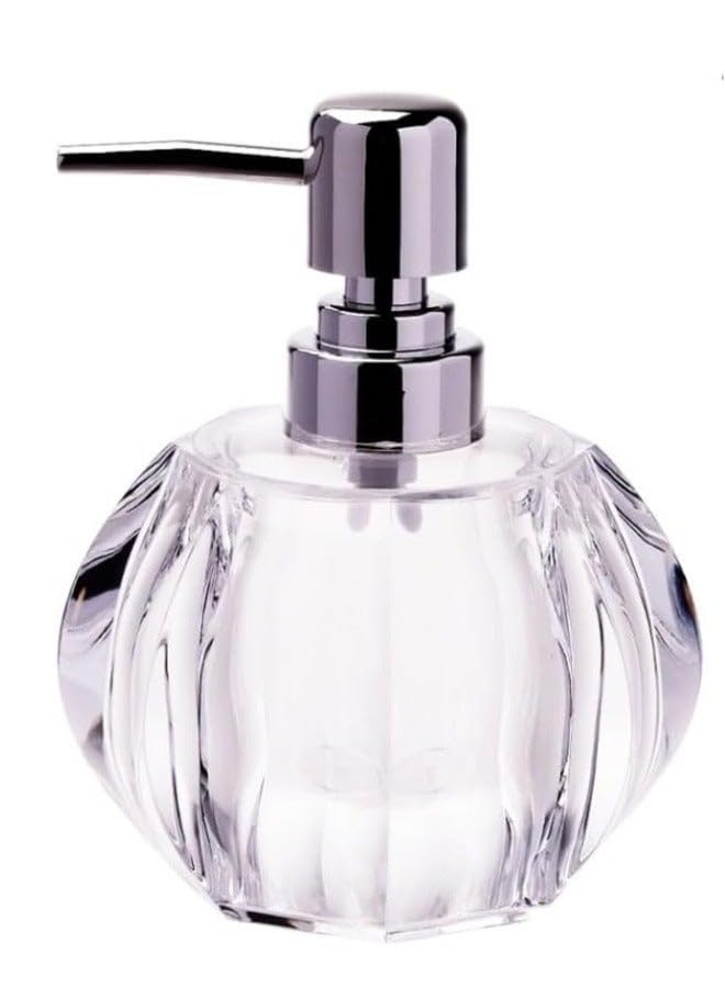 Happy Home Acrylic Soap Dispenser for Bathroom or Kitchen - Soap and Lotion Dispenser, Hand Sanitizer Bottle and Pressure Pump for Shampoo, Conditioner, Shower Gel and Cosmetics (180ml - Clear)
