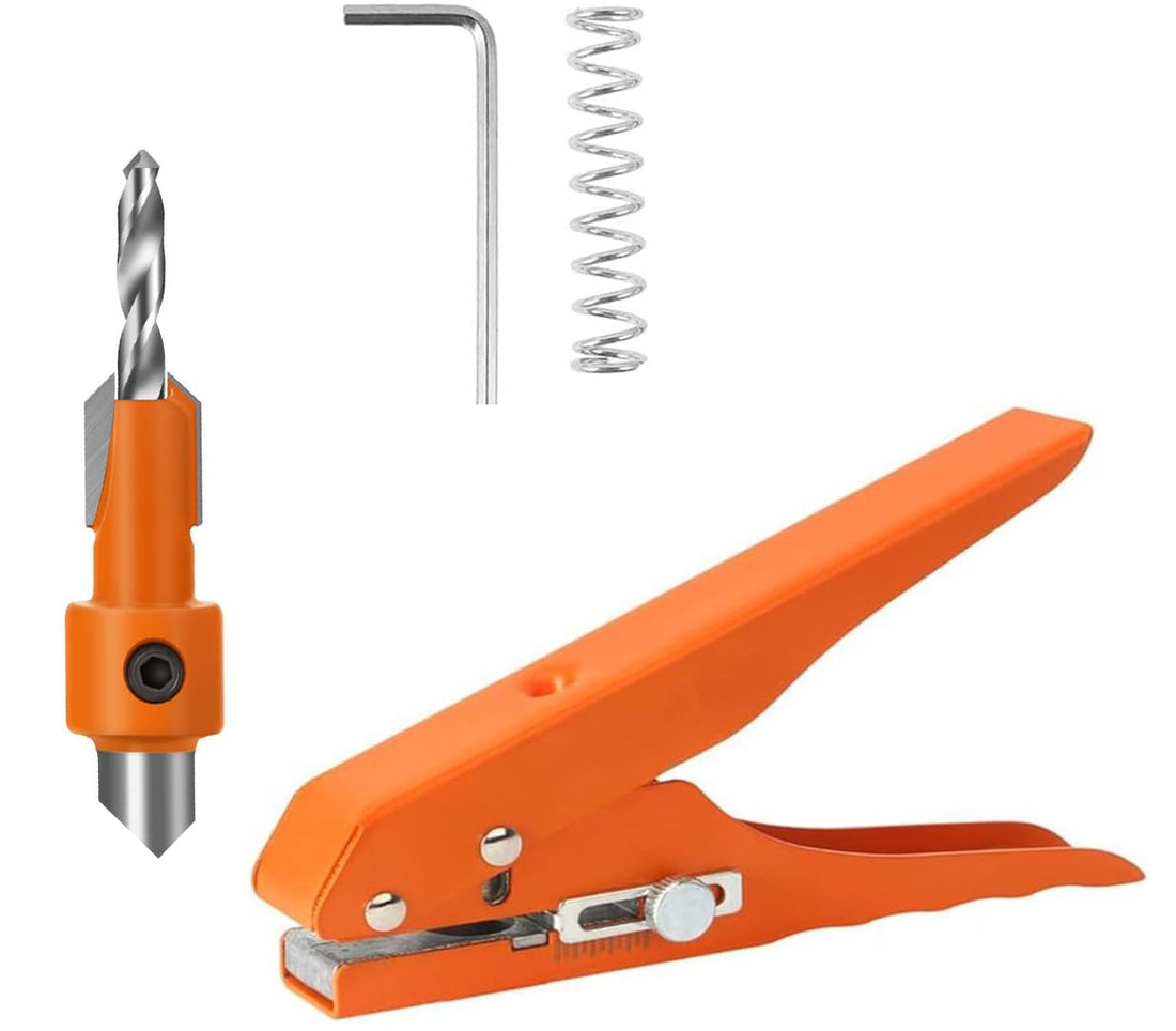 Single Hole Drilling 10mm Hole Drilling Iron Adjustable For Portable Cardboard Paper Scale Portable Hole Punching Machine PVC Crafts Edge Banding Bank Cards Hard Film +countersink drill bit 10mm