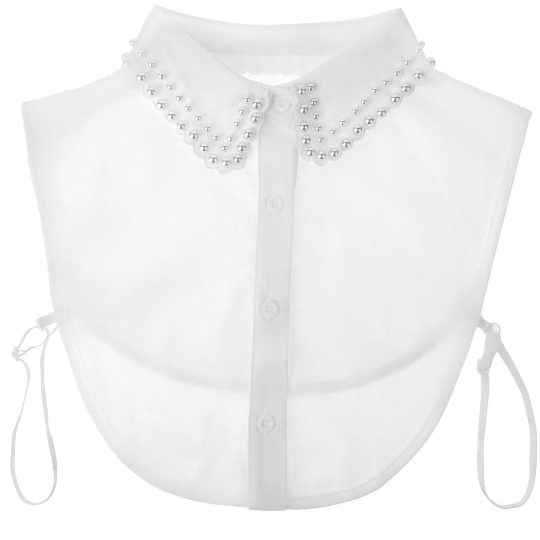 Fake Collar Shirts for Women, Fake Collar Detachable Pearl Collar Half Shirts Blouse for Girls, Versatile Faux Collar(White)