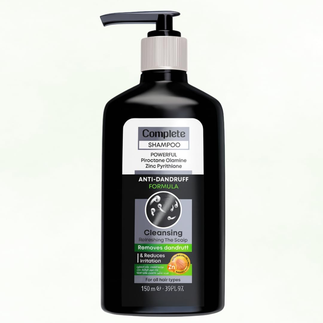 Complete Anti-Dandruff Shampoo with Zinc Pyrithione & Piroctone Olamine | Deep Cleansing, Flake Removal & Scalp Refreshing Formula | For All Hair Types | by Health Well Egypt – 150 ml