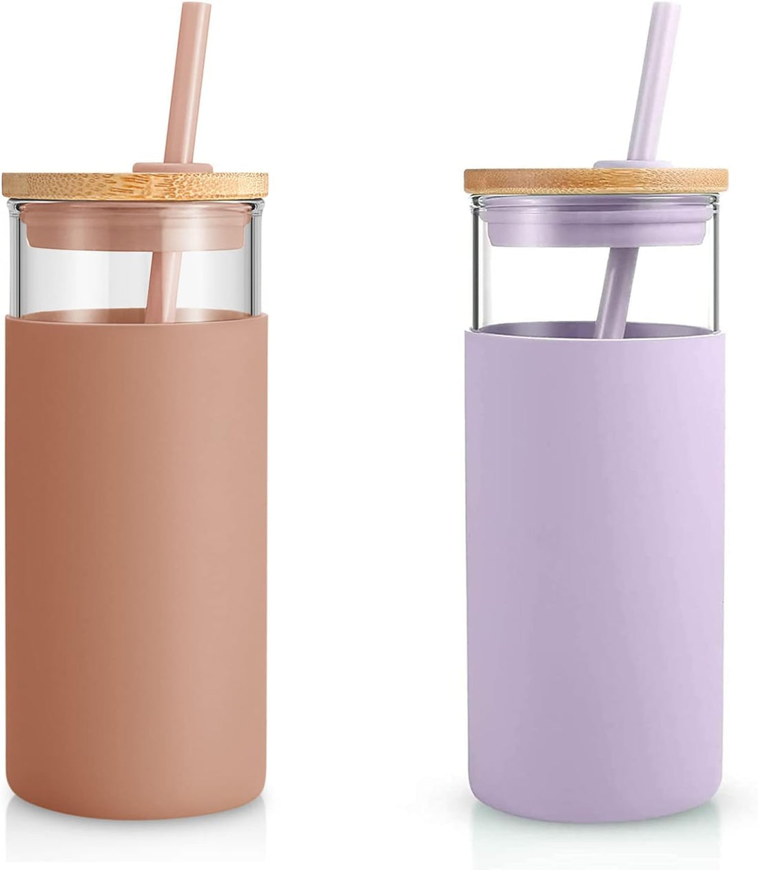 Pyrex Thermal Mug 500ml with Stylish Wooden Lid and Silicone Cover Anti-Hot and Durable Wood Straw to Keep Drink Hot or Cold