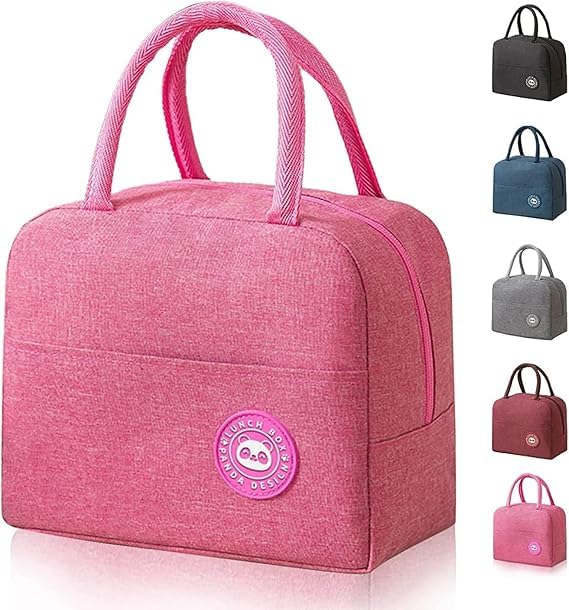 U SHOP Insulated Lunch Bag Reusable Thermal Cooler Bag Leakproof Tote Bag for School, College, Picnic, Beach, Travel, Food Storage for Men Women (Pink)