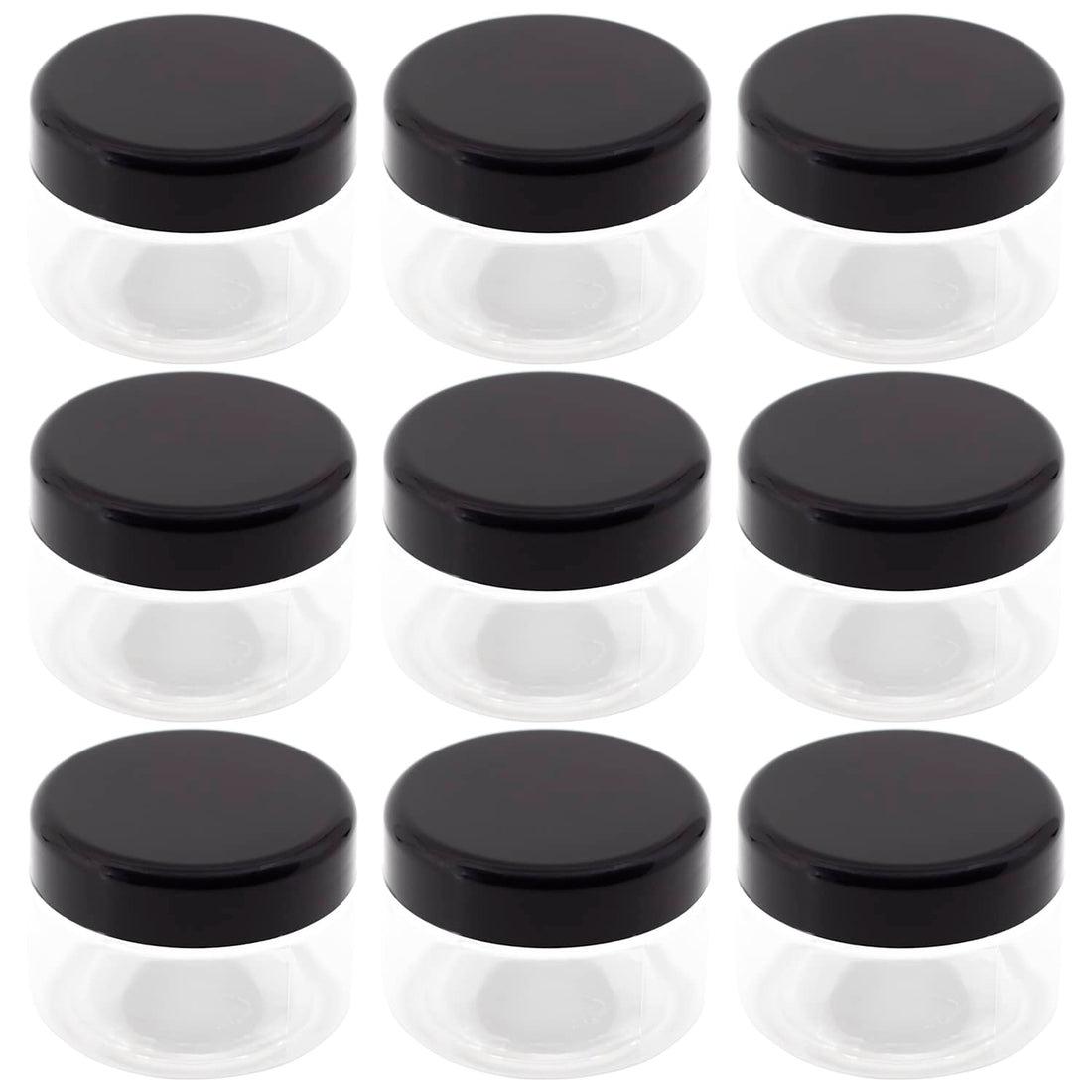 FUNNY 12 Pieces Clear White Plastic Jar 12 Pack 100ml Empty Jar with Lid Black Plastic Healthy Packaging Any Travel Tins Products Round Empty Tins