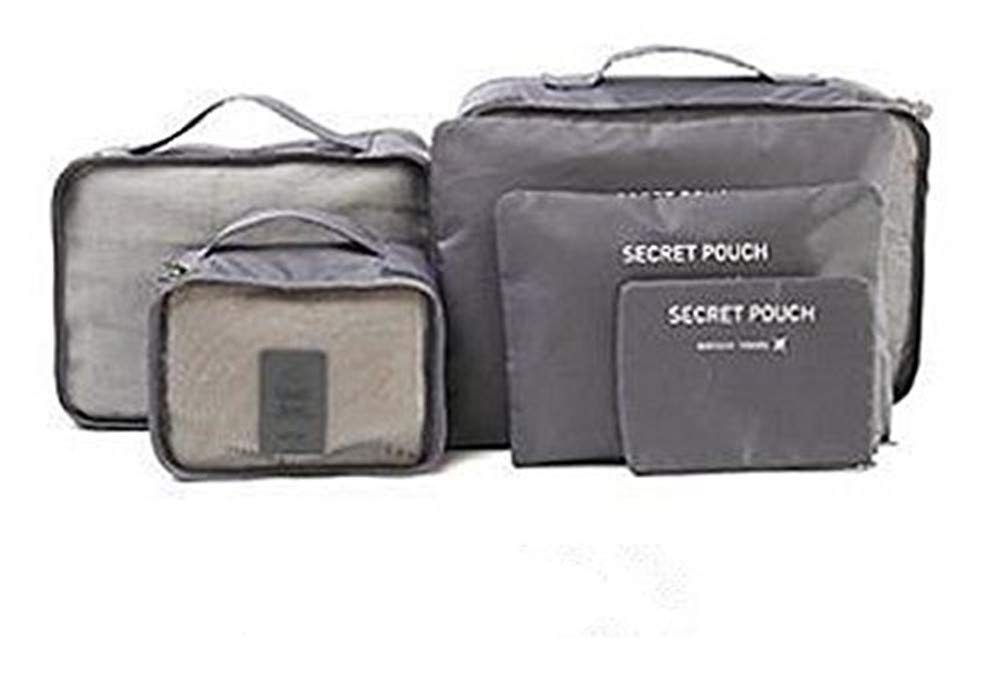 King & Pig 6pcs Travel Organizer Pouches Waterproof Luggage Clothing Finishing Bag(Grey)