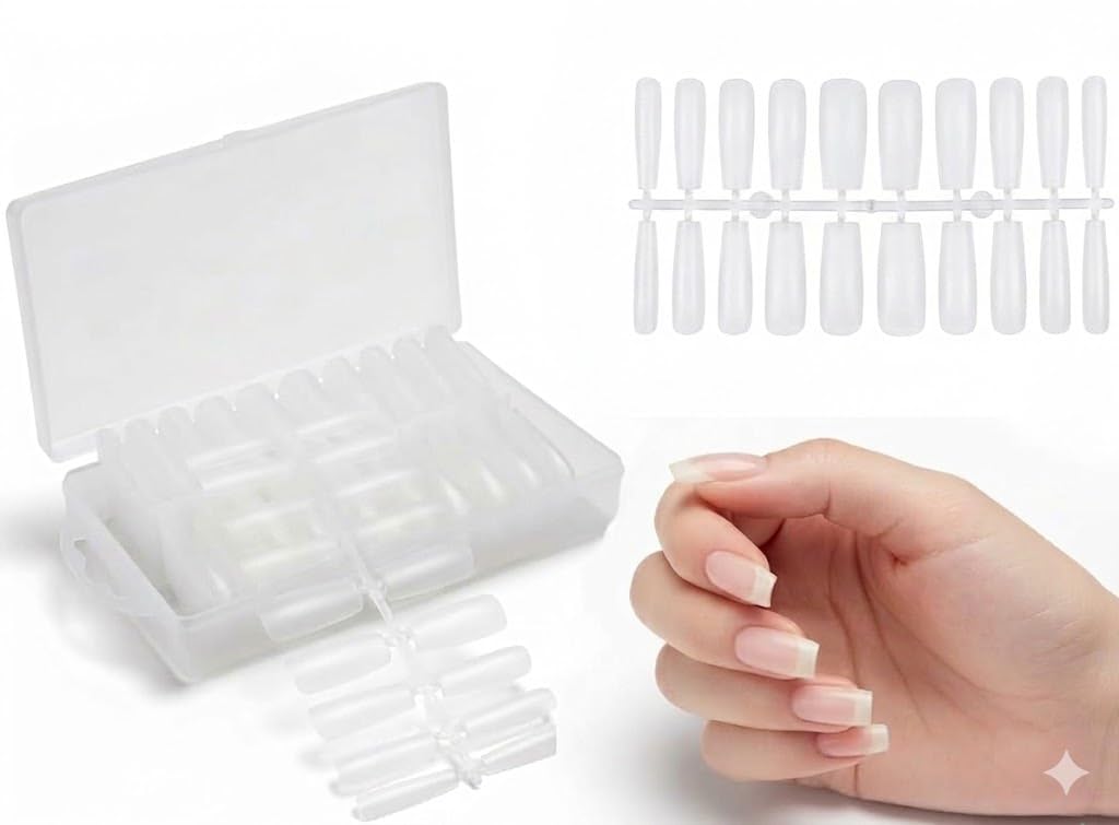 Soft Gel Acrylic Nail Tips: 240 Pcs long Full Cover Gel Xl Nail Tips - False Straight Tips for Gel Extensions for Salon Art