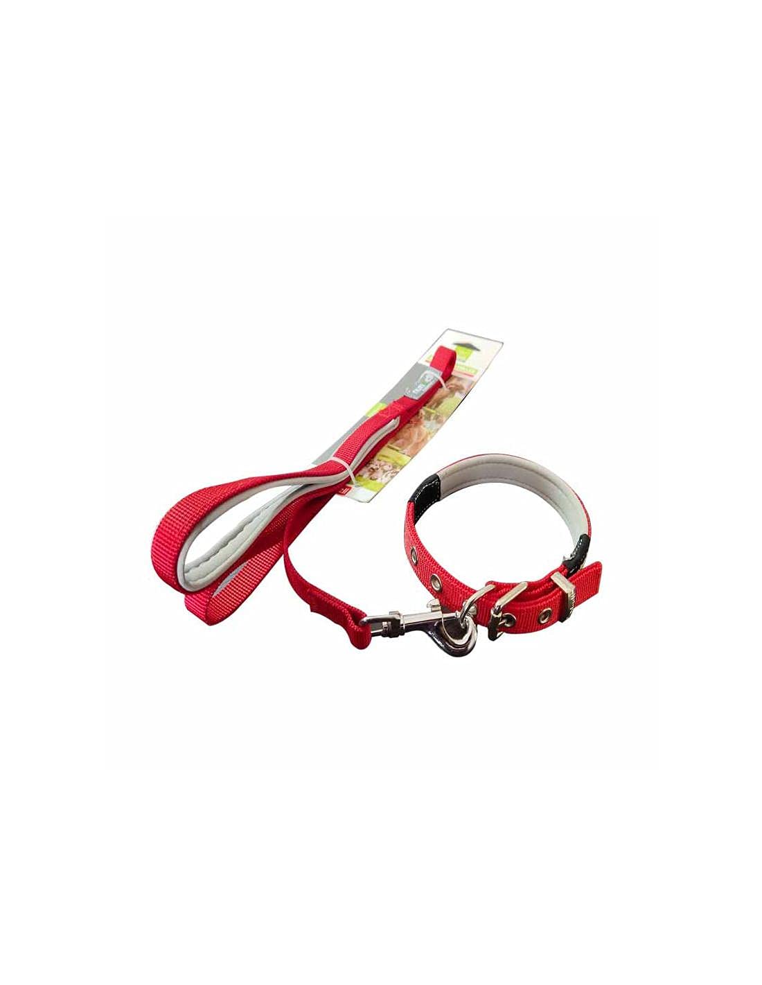 Nunbell Cream & Red Padded Collar & Leash