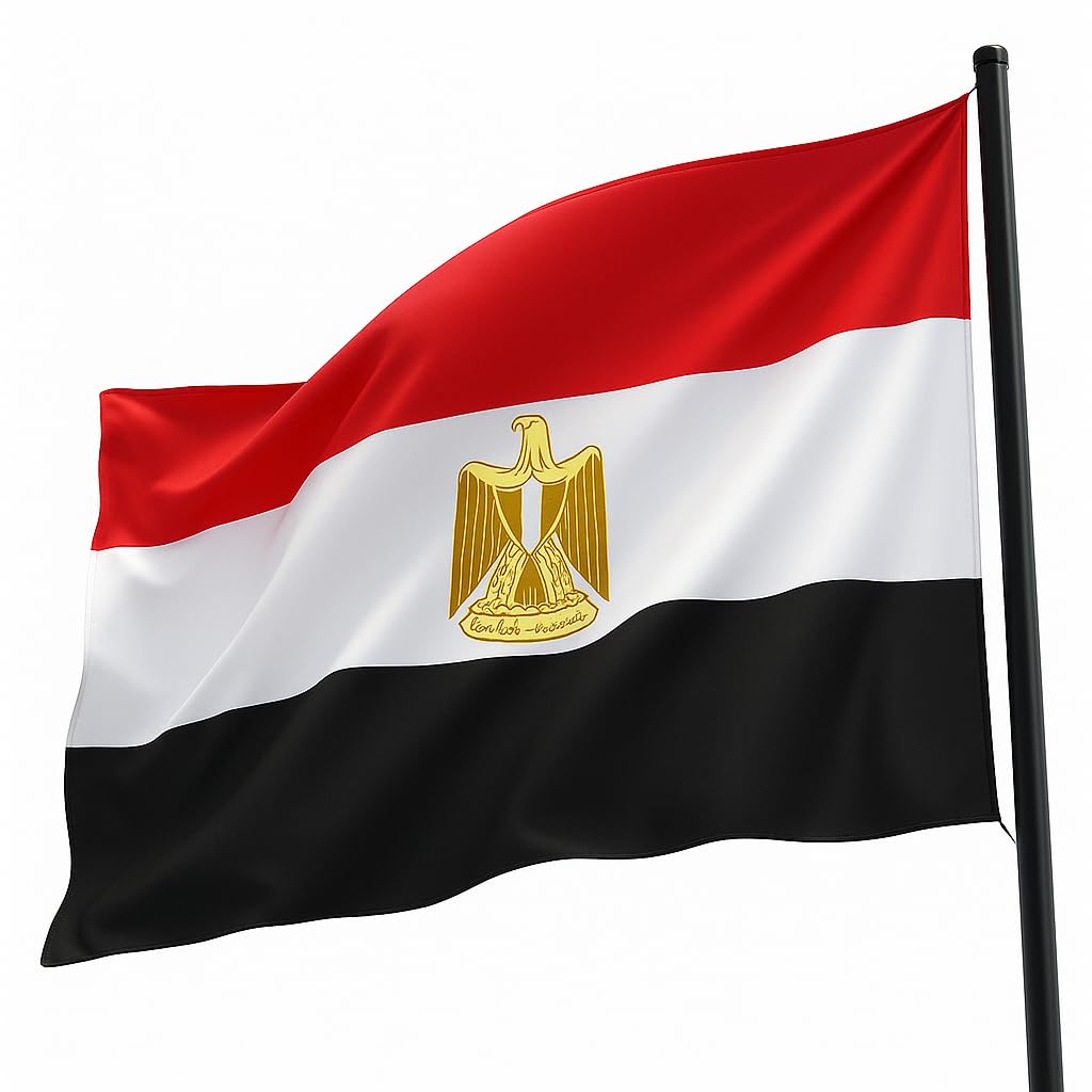 Egyptian National Flag For Independence Day National Festivals Events Celebrations Street Party Decoration No Flagpole Included For Schools Buildings Companies Outdoor Indoor Display (160CM X 110CM)